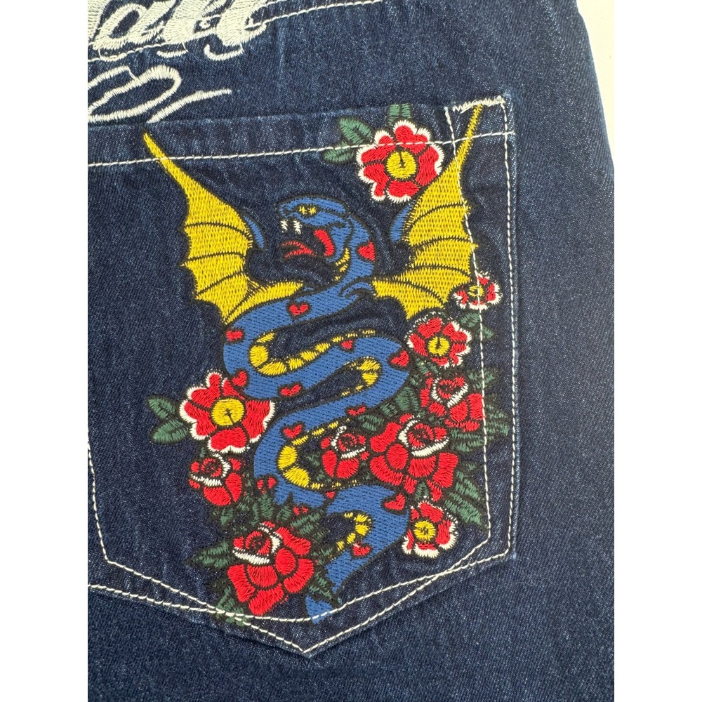 Ninth Hall Embroidered Y2K Jeans mens 36x31 Dragon Tiger Roses Wide Streetwear - Picture 5 of 16